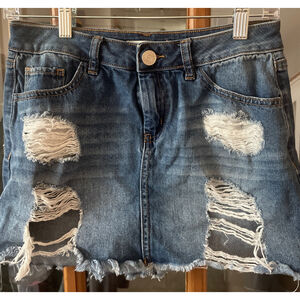 Women's Refuge Blue Distressed Denim Mini Skirt S